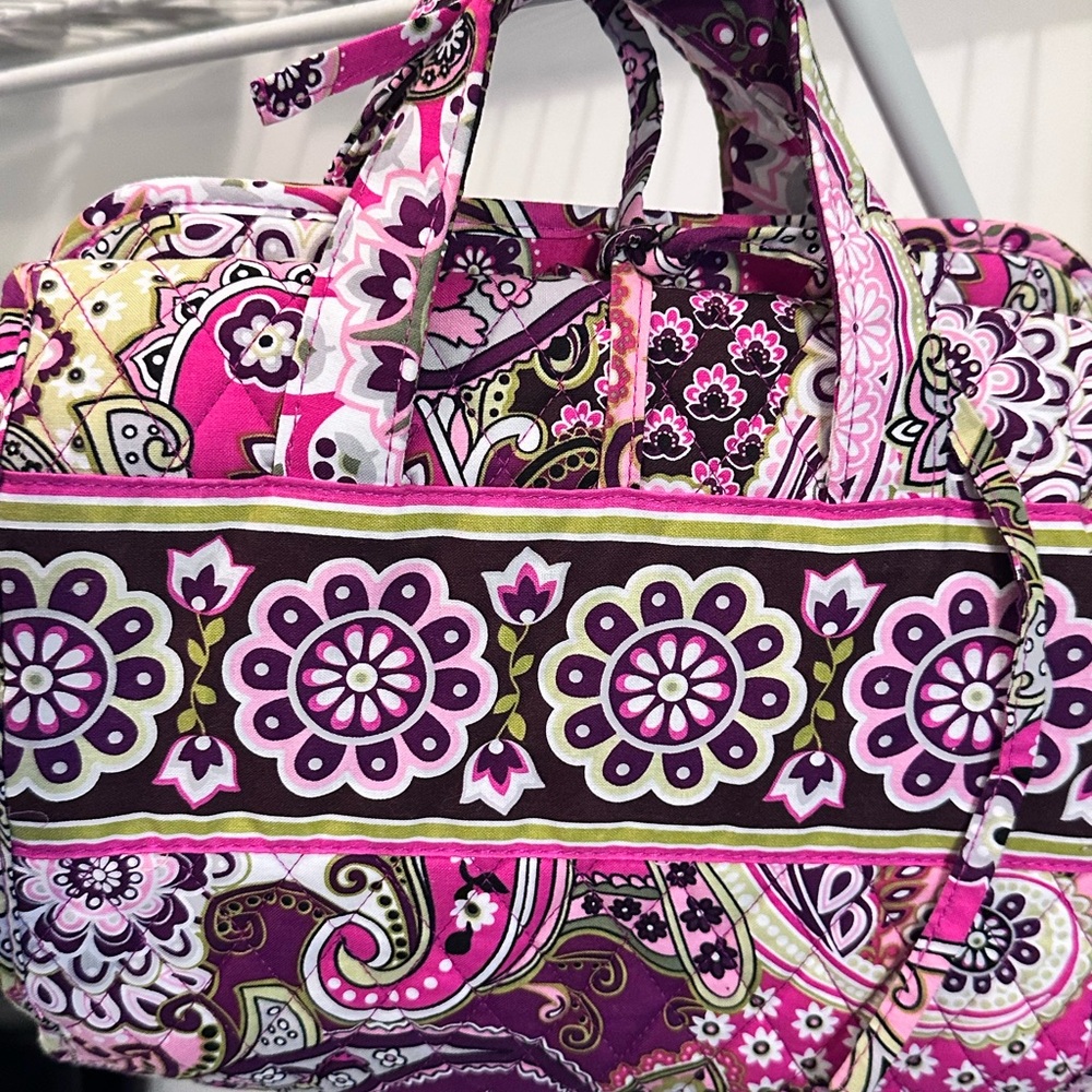 Like New Vera Bradley Pink and Brown Cosmetic Bag with Paisley Design used once